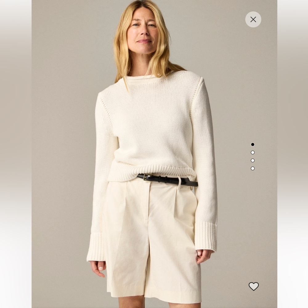 NWOT J.Crew 100% cotton Heritage Rollneck Sweater in ivory.